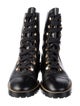Stuart Weitzman Leather Chain-Link Accents Combat Boots