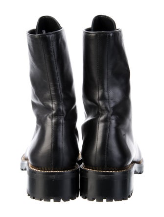 Stuart Weitzman Leather Chain-Link Accents Combat Boots