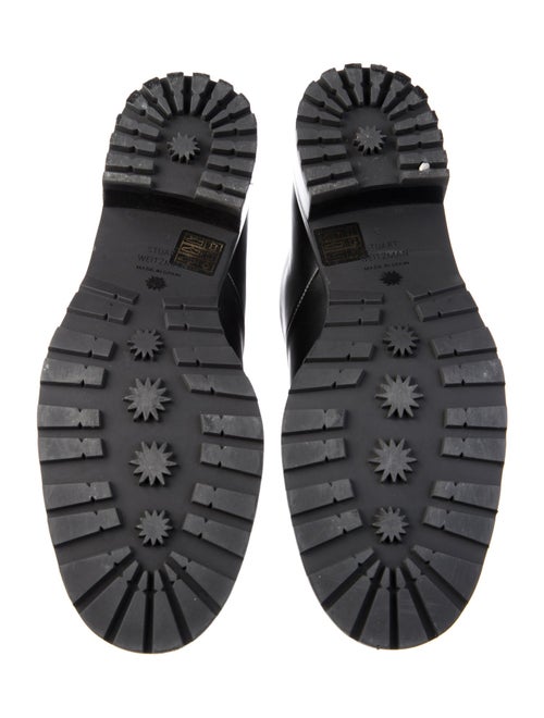 Stuart Weitzman Leather Chain-Link Accents Combat Boots