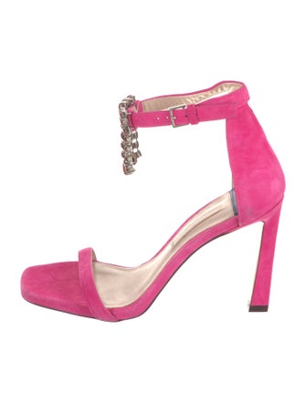 Stuart Weitzman Suede Crystal Embellishments Sandals