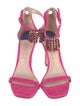 Stuart Weitzman Suede Crystal Embellishments Sandals