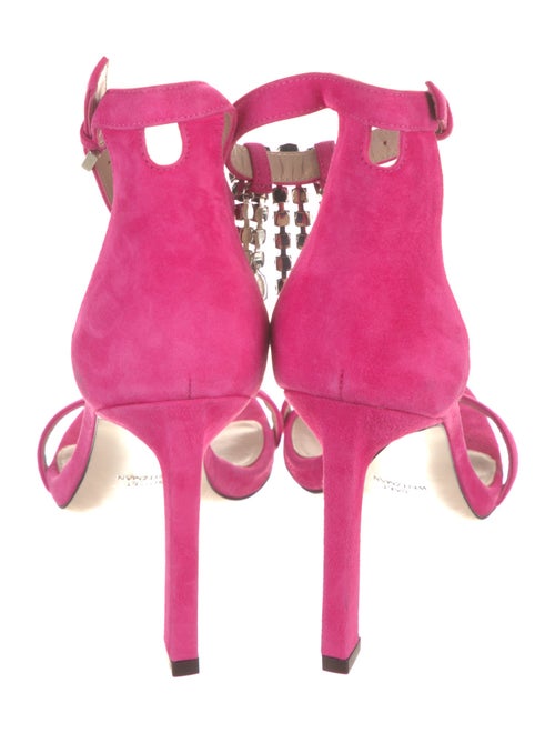 Stuart Weitzman Suede Crystal Embellishments Sandals