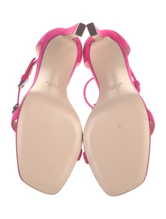 Stuart Weitzman Suede Crystal Embellishments Sandals