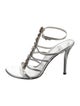 Stuart Weitzman Leather Crystal Embellishments T-Strap Sandals