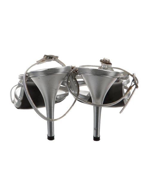 Stuart Weitzman Leather Crystal Embellishments T-Strap Sandals