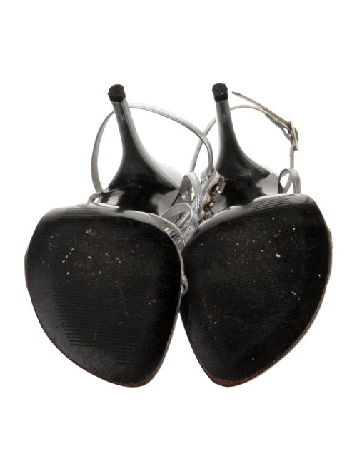 Stuart Weitzman Leather Crystal Embellishments T-Strap Sandals