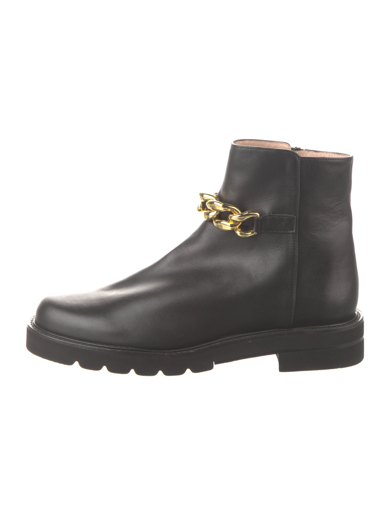 Stuart Weitzman Leather Chain-Link Accents Rain Boots