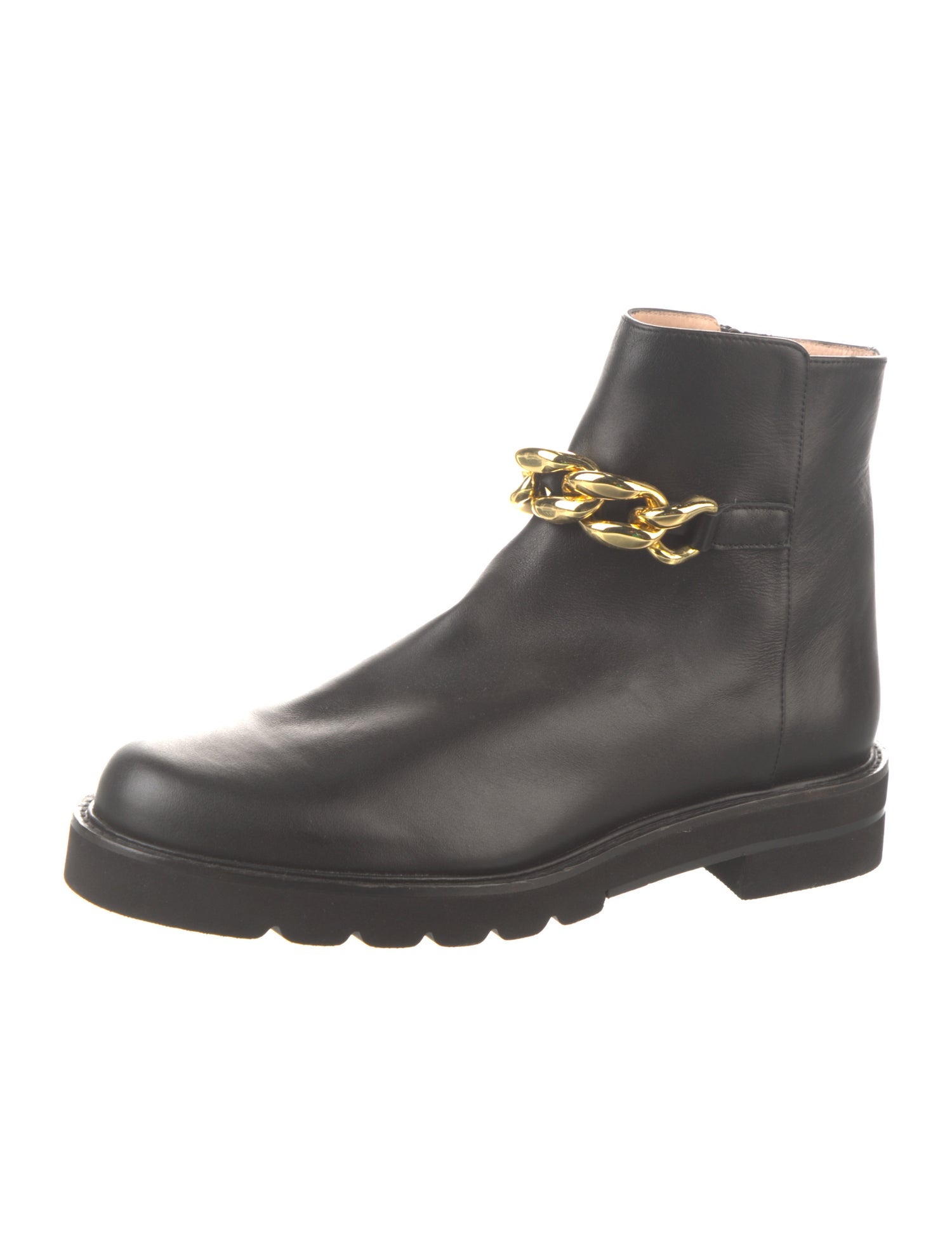 Stuart Weitzman Leather Chain-Link Accents Rain Boots