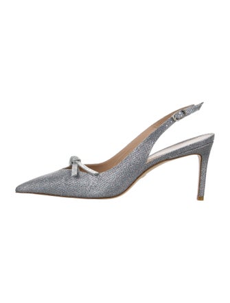 Stuart Weitzman Glitter Crystal Embellishments Slingback Pumps