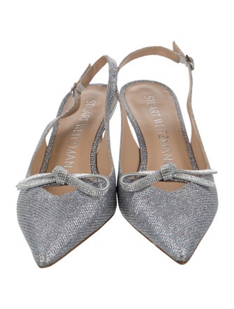 Stuart Weitzman Glitter Crystal Embellishments Slingback Pumps