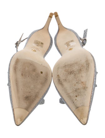 Stuart Weitzman Glitter Crystal Embellishments Slingback Pumps