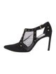 Stuart Weitzman Suede Mesh Accents T-Strap Pumps