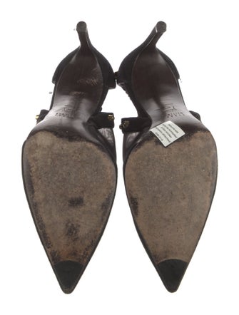 Stuart Weitzman Suede Mesh Accents T-Strap Pumps