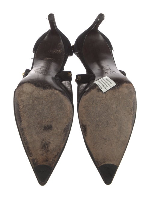 Stuart Weitzman Suede Mesh Accents T-Strap Pumps