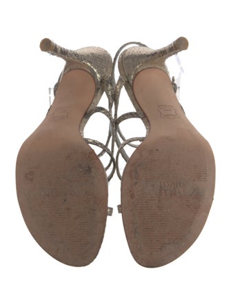 Stuart Weitzman Leather Animal Print Slingback Sandals