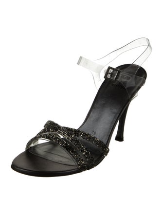 Stuart Weitzman Satin Crystal Embellishments Sandals