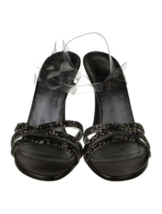 Stuart Weitzman Satin Crystal Embellishments Sandals