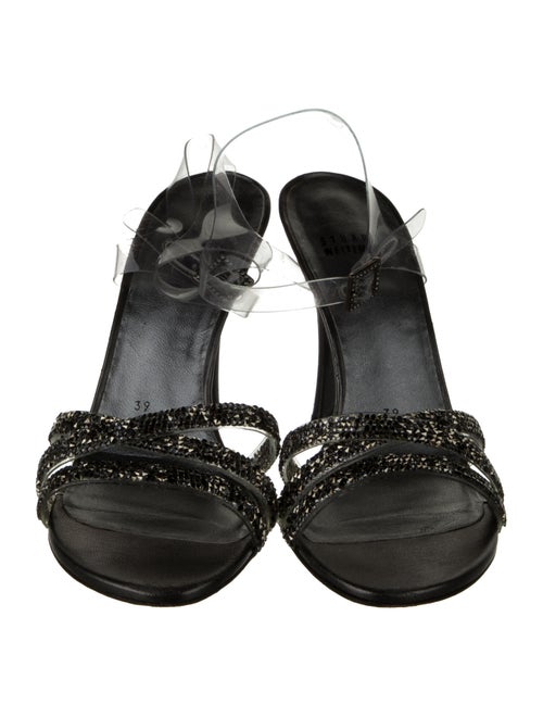 Stuart Weitzman Satin Crystal Embellishments Sandals