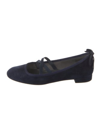 Stuart Weitzman Suede Bow Accents Ballet Flats