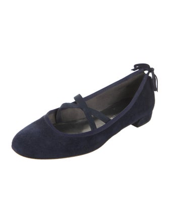 Stuart Weitzman Suede Bow Accents Ballet Flats