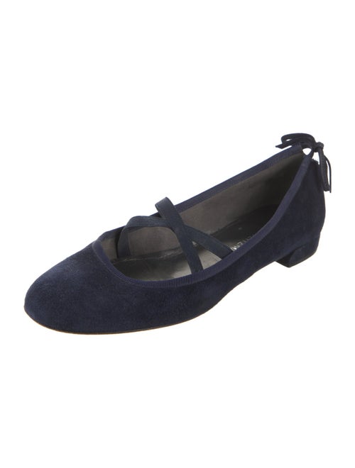 Stuart Weitzman Suede Bow Accents Ballet Flats
