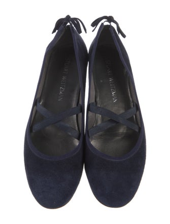 Stuart Weitzman Suede Bow Accents Ballet Flats