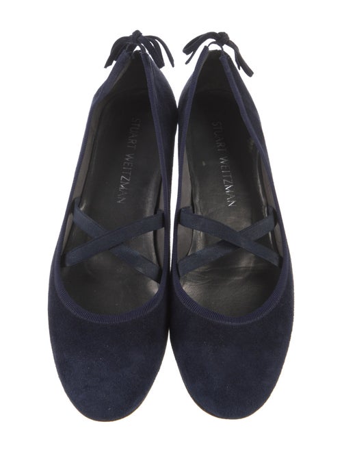 Stuart Weitzman Suede Bow Accents Ballet Flats