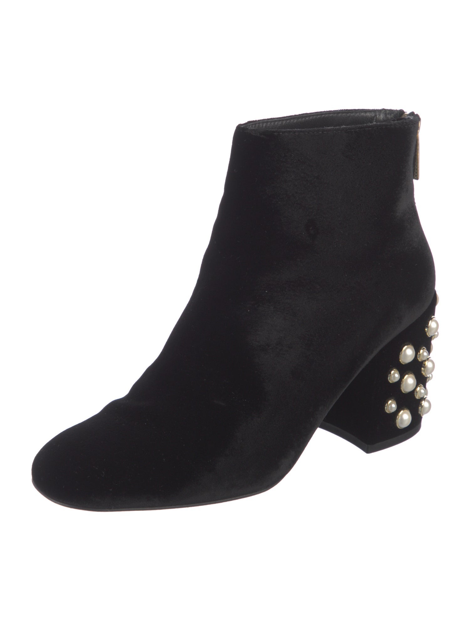 Stuart Weitzman Faux Pearl Accents Velvet Boots