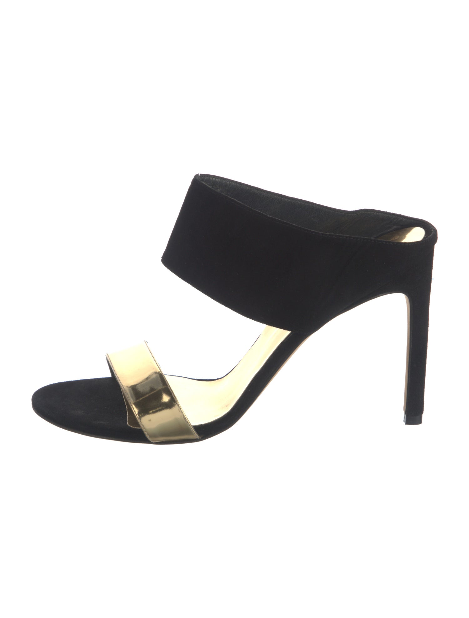 Stuart Weitzman Suede Colorblock Pattern Slides