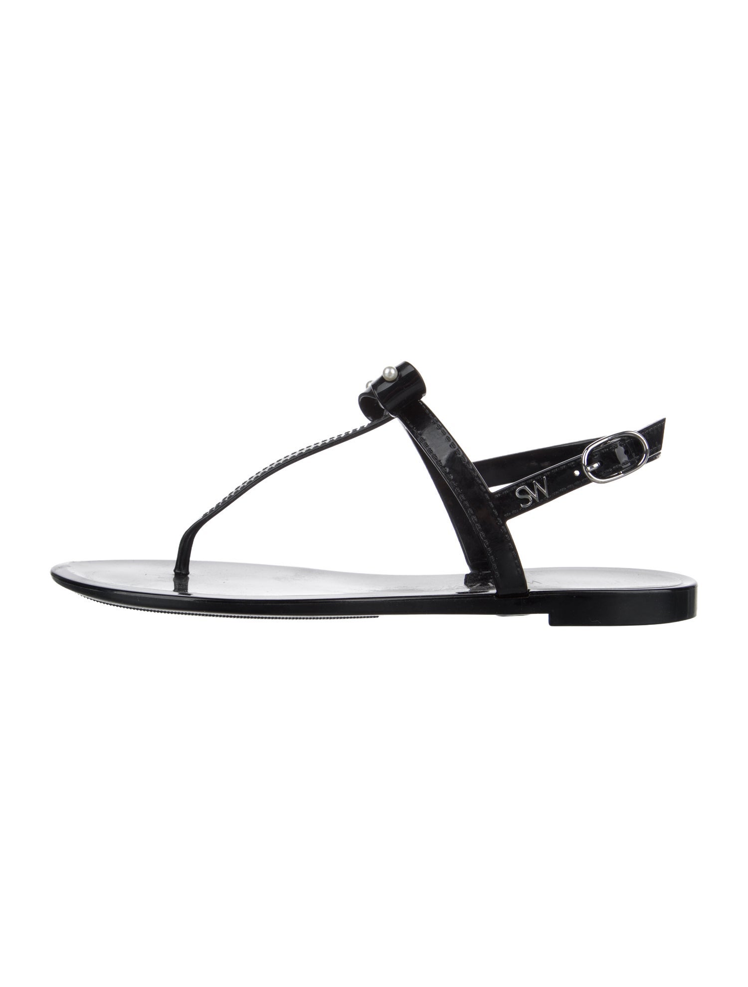 Stuart Weitzman Rubber Beaded Accents T-Strap Sandals
