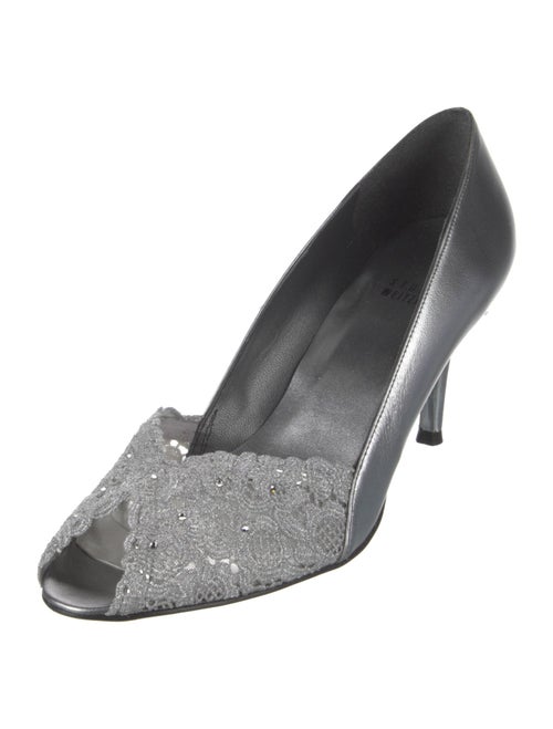 Stuart Weitzman Patent Leather Lace Pattern Pumps
