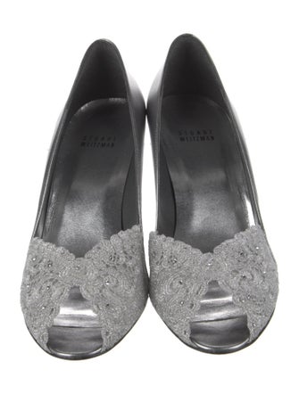 Stuart Weitzman Patent Leather Lace Pattern Pumps