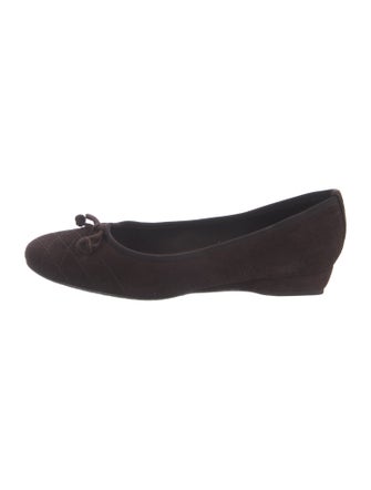 Stuart Weitzman Suede Bow Accents Ballet Flats