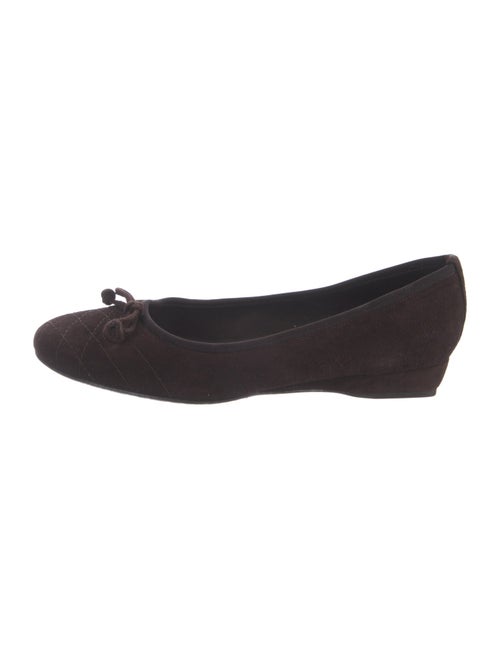 Stuart Weitzman Suede Bow Accents Ballet Flats