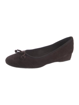 Stuart Weitzman Suede Bow Accents Ballet Flats