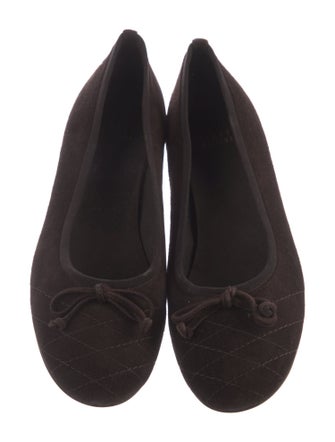 Stuart Weitzman Suede Bow Accents Ballet Flats