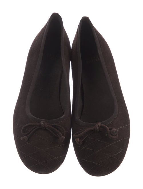 Stuart Weitzman Suede Bow Accents Ballet Flats
