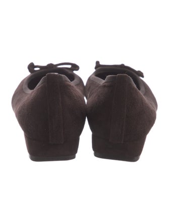 Stuart Weitzman Suede Bow Accents Ballet Flats