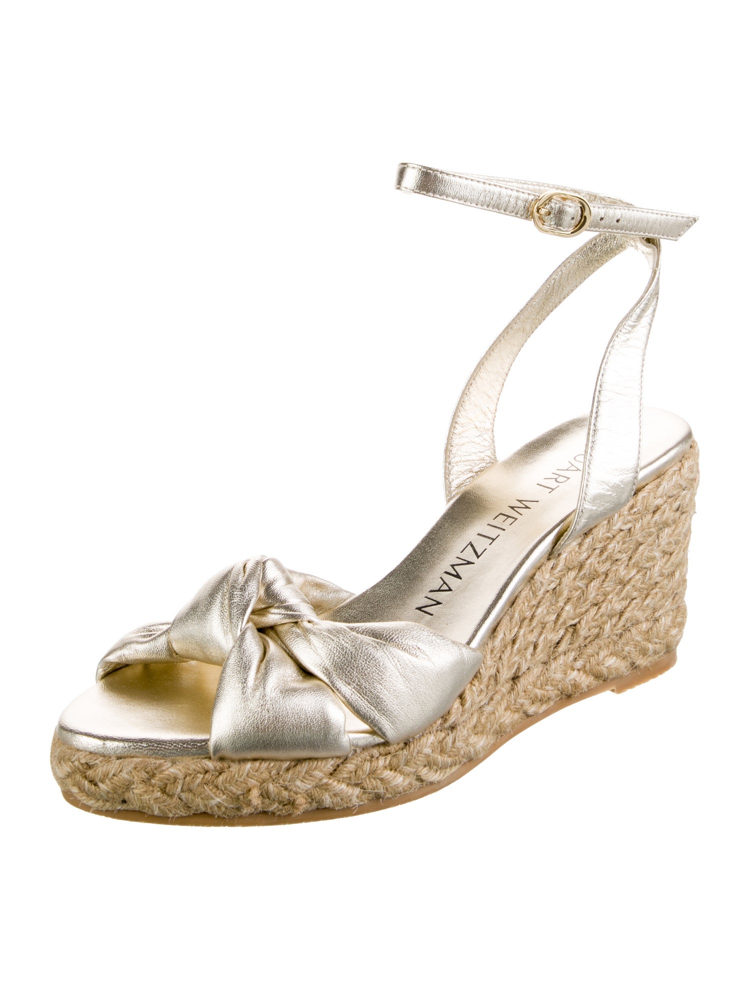 Stuart Weitzman Leather Braided Accents Espadrilles