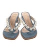Stuart Weitzman Faux Pearl Accents Denim Slides
