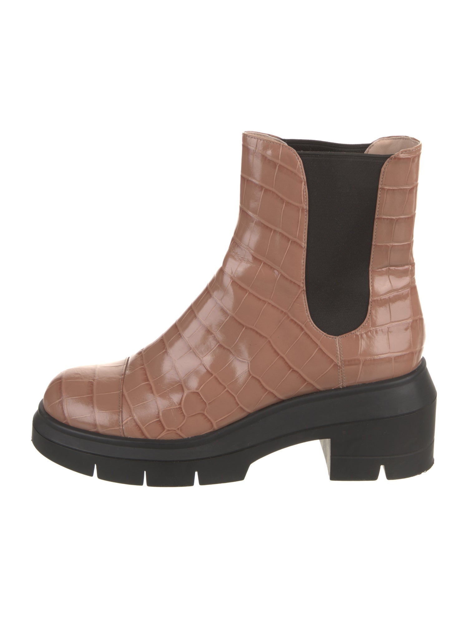 Stuart Weitzman Patent Leather Colorblock Pattern Chelsea Boots