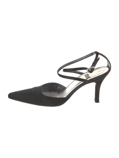 Stuart Weitzman Satin Crystal Embellishments Slingback Pumps