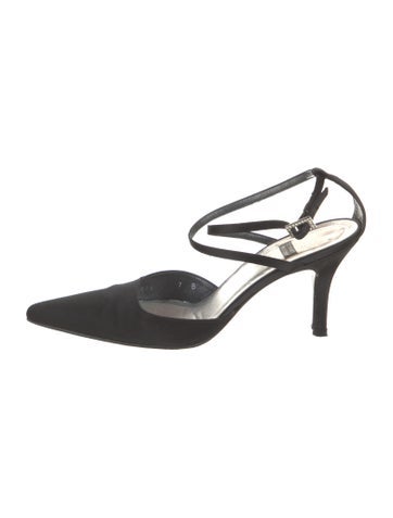 Stuart Weitzman Pumps Satin Crystal Embellishments Slingback US 7 |