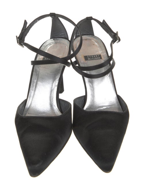 Stuart Weitzman Satin Crystal Embellishments Slingback Pumps