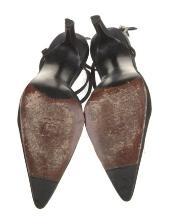 Stuart Weitzman Satin Crystal Embellishments Slingback Pumps