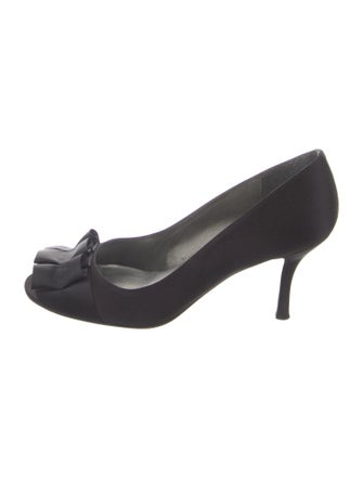Stuart Weitzman Satin Ruffle Embellishment Pumps