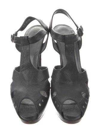 Stuart Weitzman Leather Studded Accents T-Strap Sandals