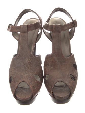 Stuart Weitzman Leather Studded Accents T-Strap Sandals