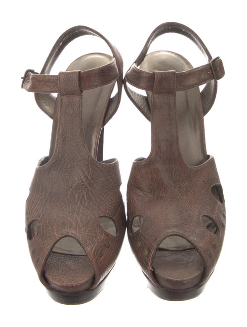 Stuart Weitzman Leather Studded Accents T-Strap Sandals