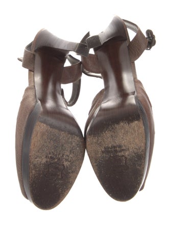 Stuart Weitzman Leather Studded Accents T-Strap Sandals